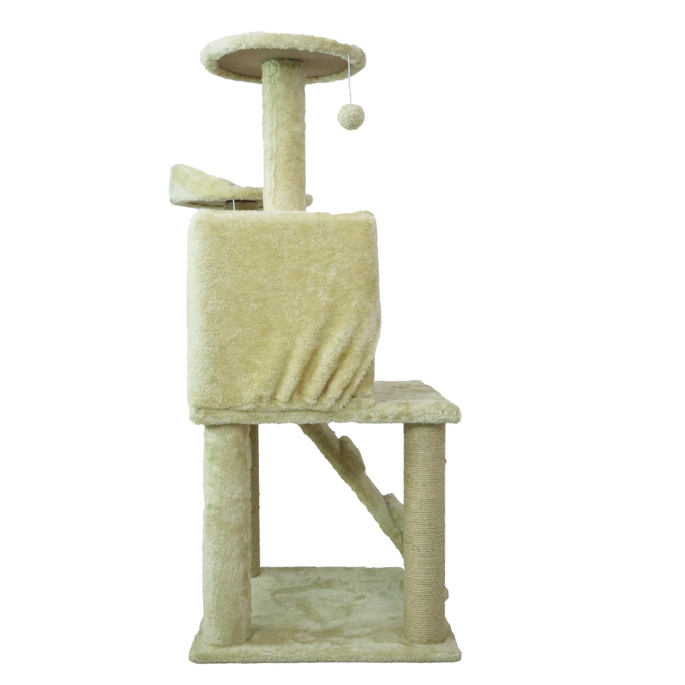 Skatrs Kitty Kastle Multi Level Cat Tree with Condo, Scratching Post, Platform and Ladder Toy (Beige) - Image 5