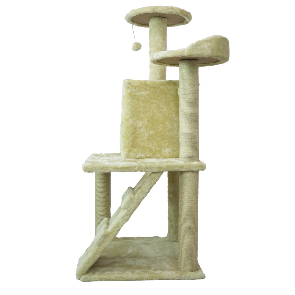Skatrs Kitty Kastle Multi Level Cat Tree with Condo, Scratching Post, Platform and Ladder Toy (Beige) - Image 8