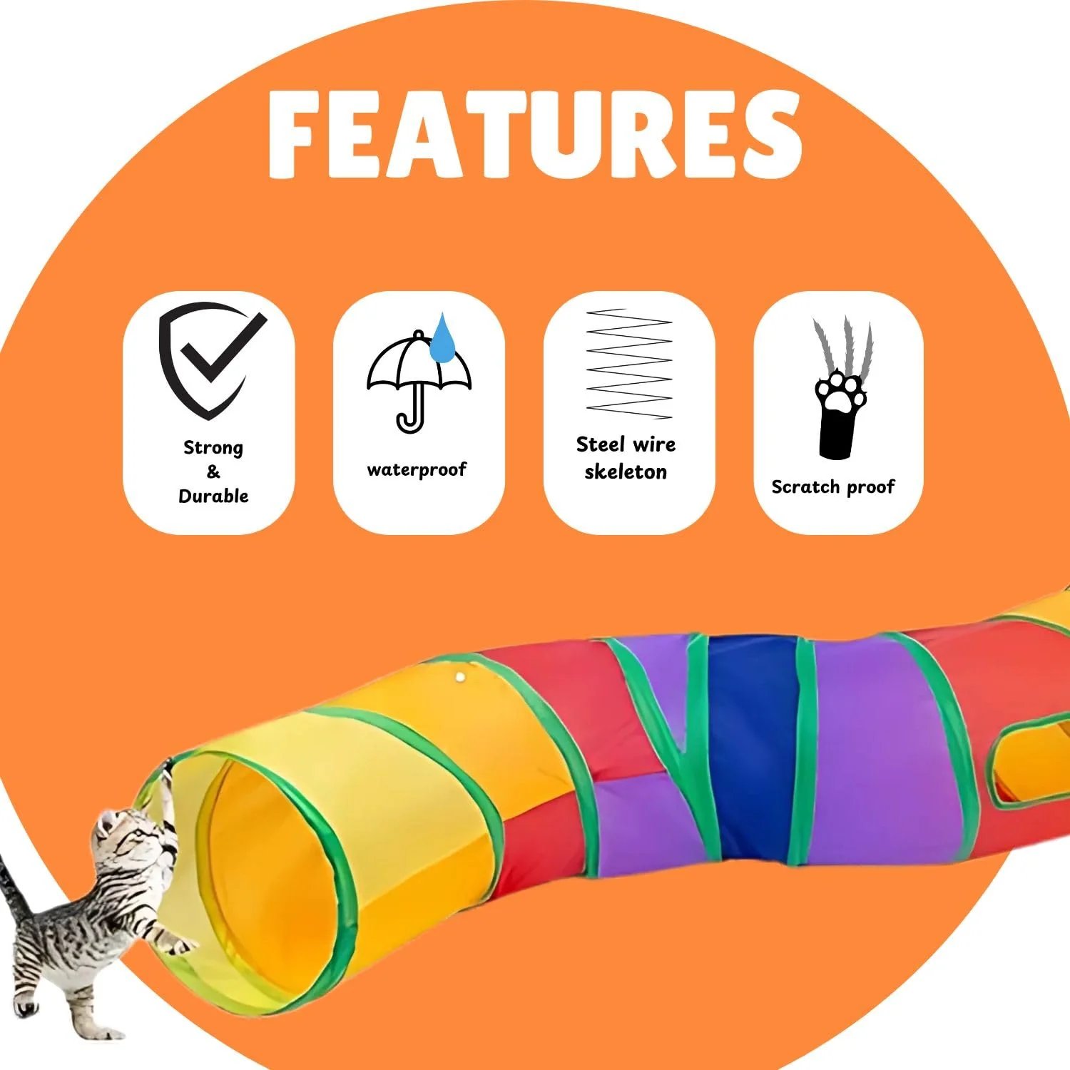 Skatrs Rainbow Tunnel for Kittens & Cats - Image 6