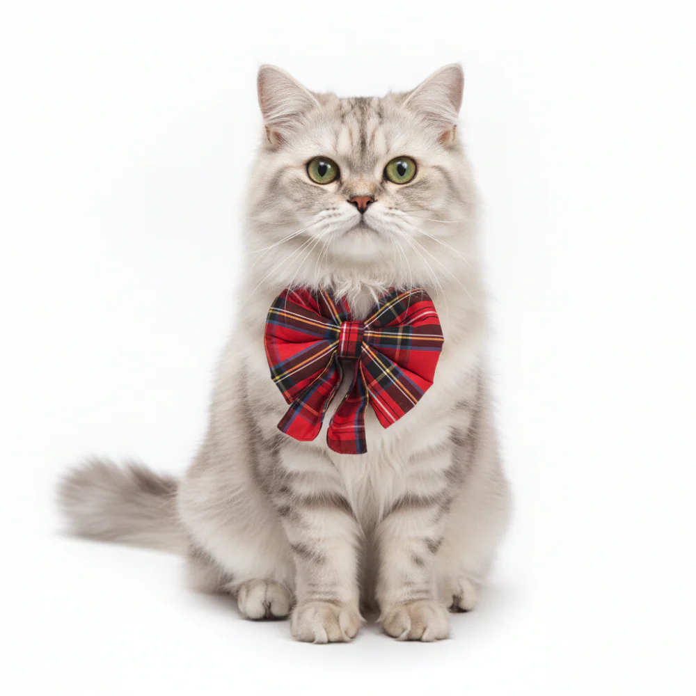 Skatrs Checkered Scottish Red Bow for Dogs and Cats - Image 2