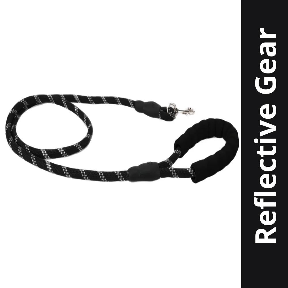 Skatrs Reflective Nylon Rope Leash for Dogs (Black/White)