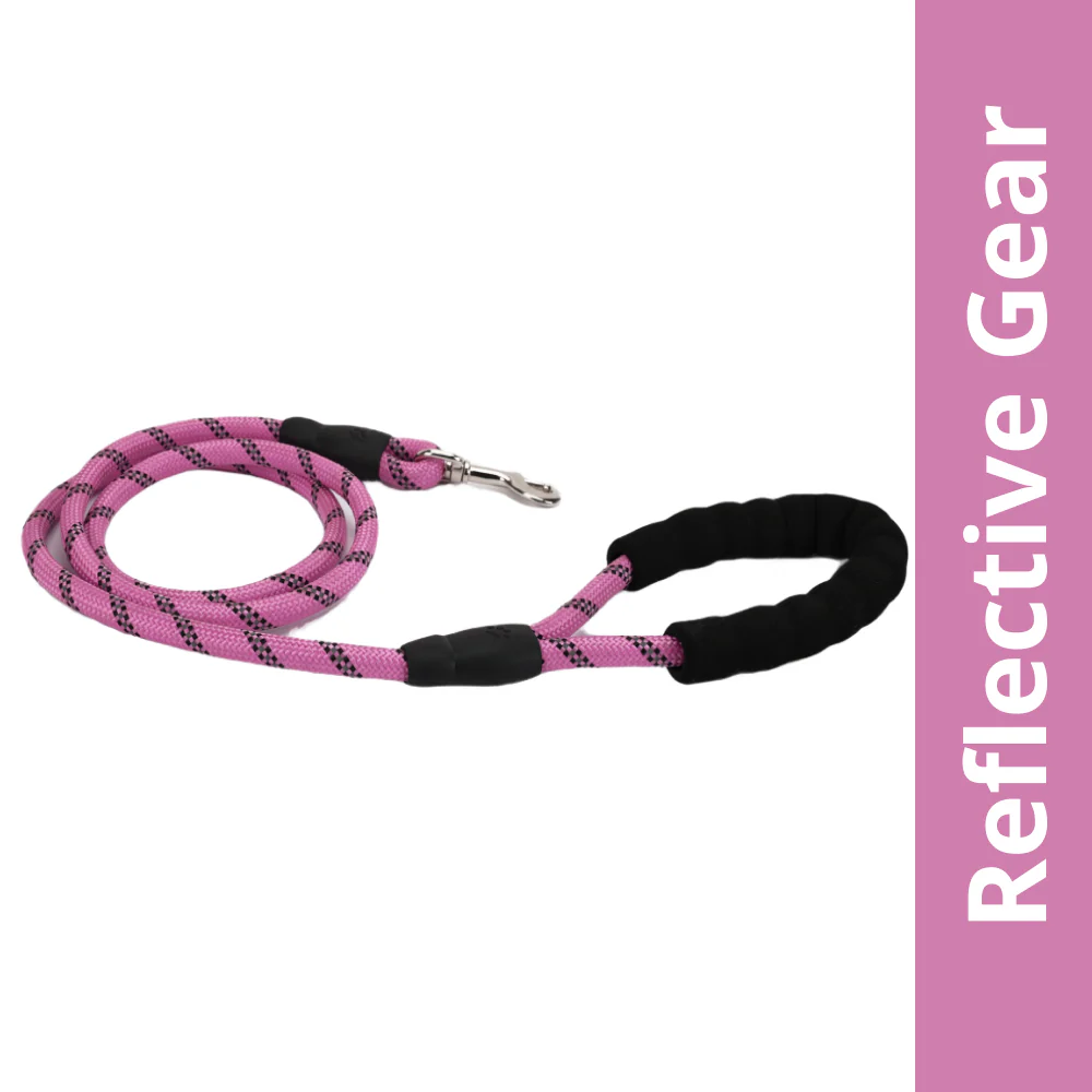 Skatrs Reflective Nylon Rope Leash for Dogs (Pink)