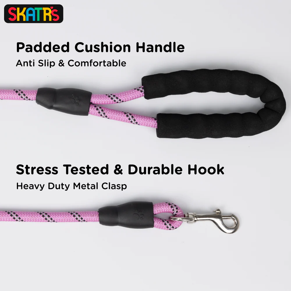 Skatrs Reflective Nylon Rope Leash for Dogs (Pink) - Image 3