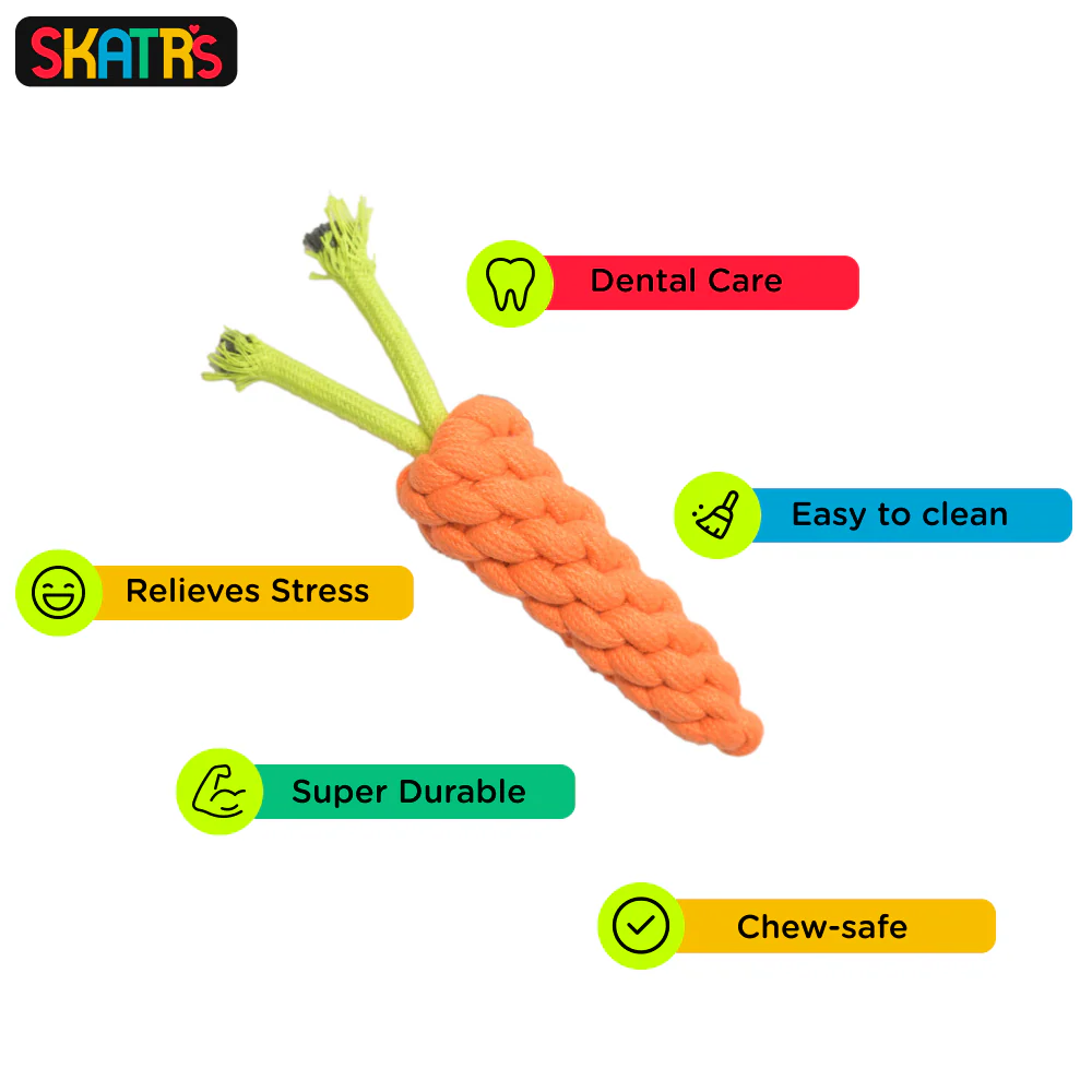 Skatrs Knotted Ball, Ring, Sandal and Carrot Shaped Rope Chew Toy for Dogs and Cats Combo - Image 11