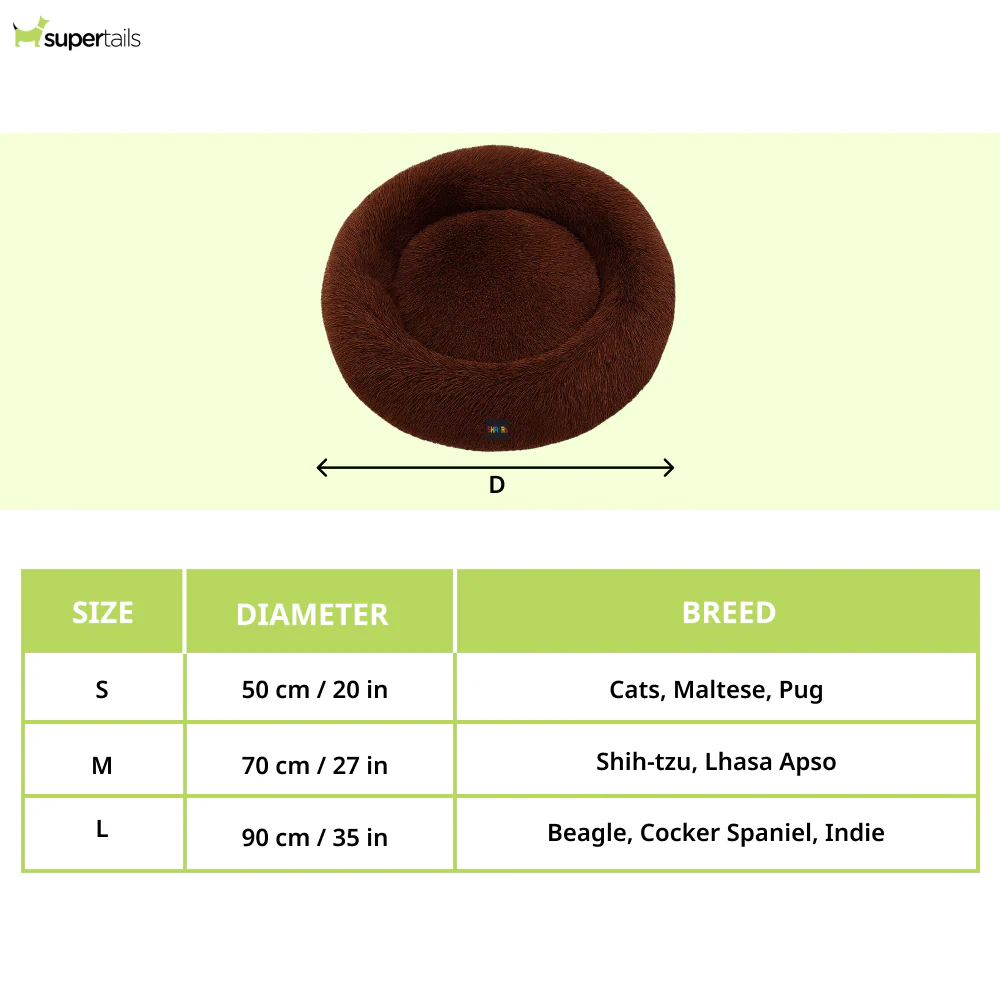 Skatrs Round Donut Bed for Cats and Small and Medium Dogs (Brown) - Image 2