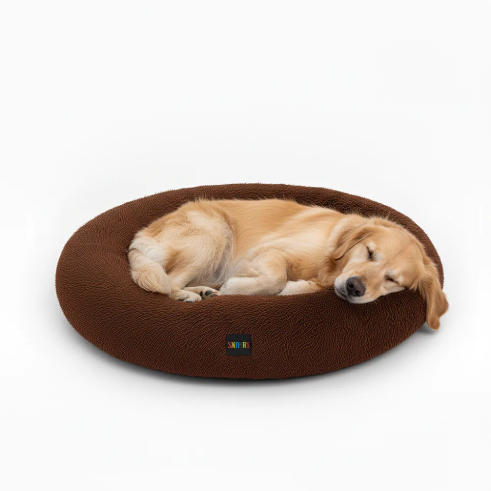 Skatrs Round Donut Bed for Cats and Small and Medium Dogs (Brown) - Image 3