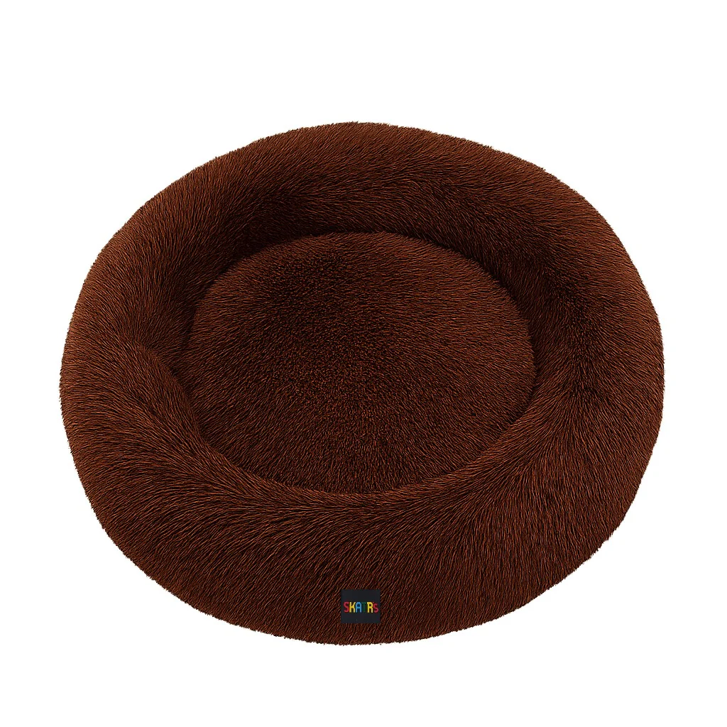 Skatrs Round Donut Bed for Cats and Small and Medium Dogs (Brown) - Image 4