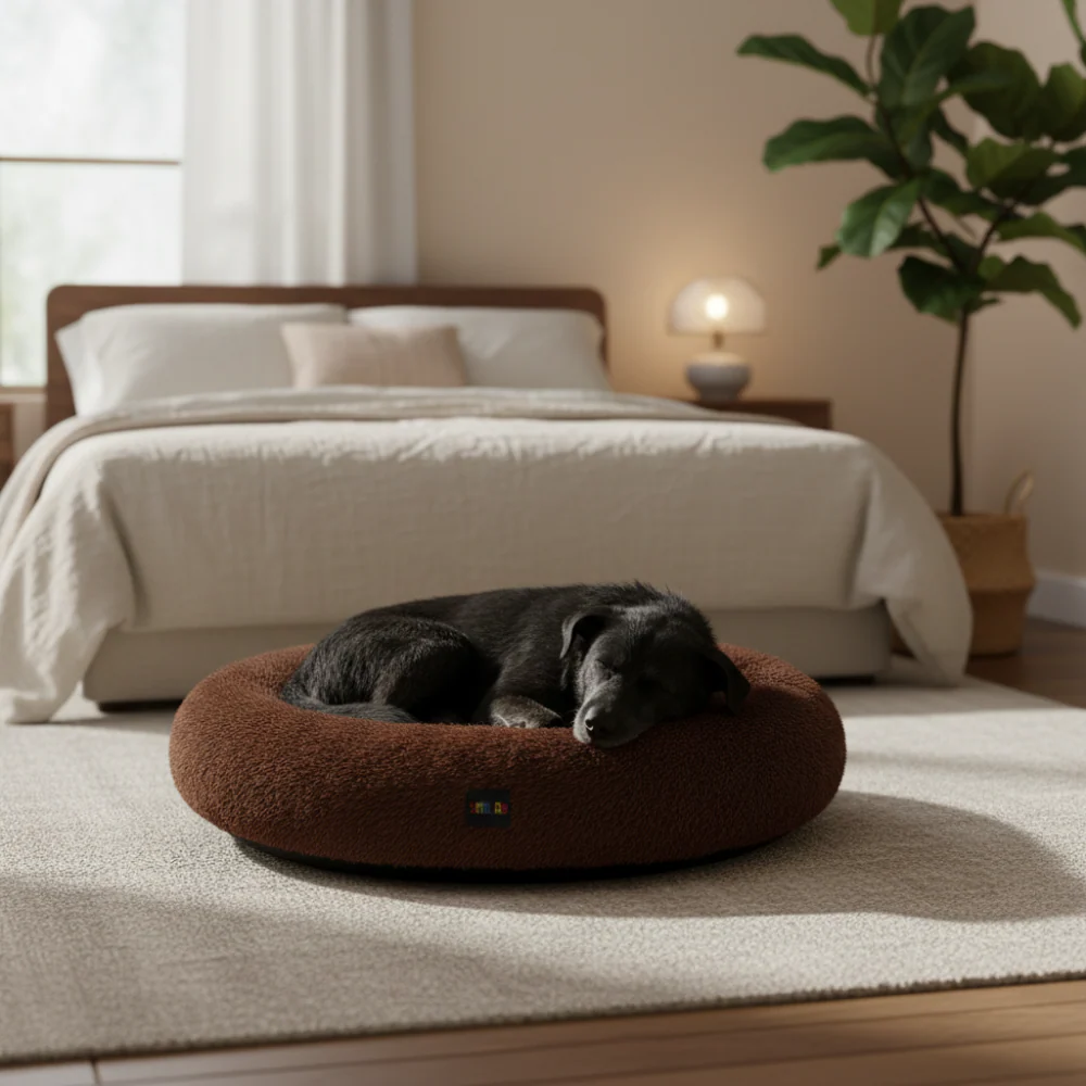 Skatrs Round Donut Bed for Cats and Small and Medium Dogs (Brown) - Image 6