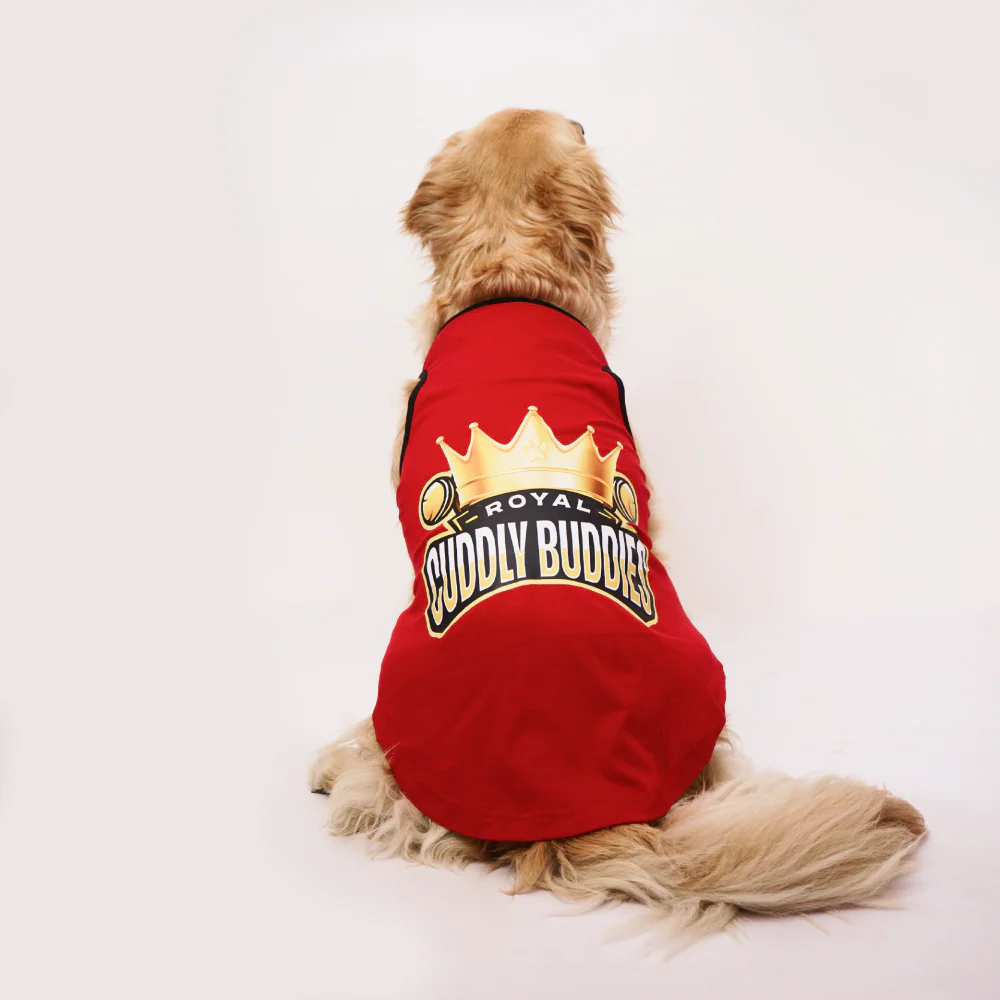 Skatrs Royal Cuddly Buddies Cricket Jersey for Dogs and Cats (Red) - Image 2