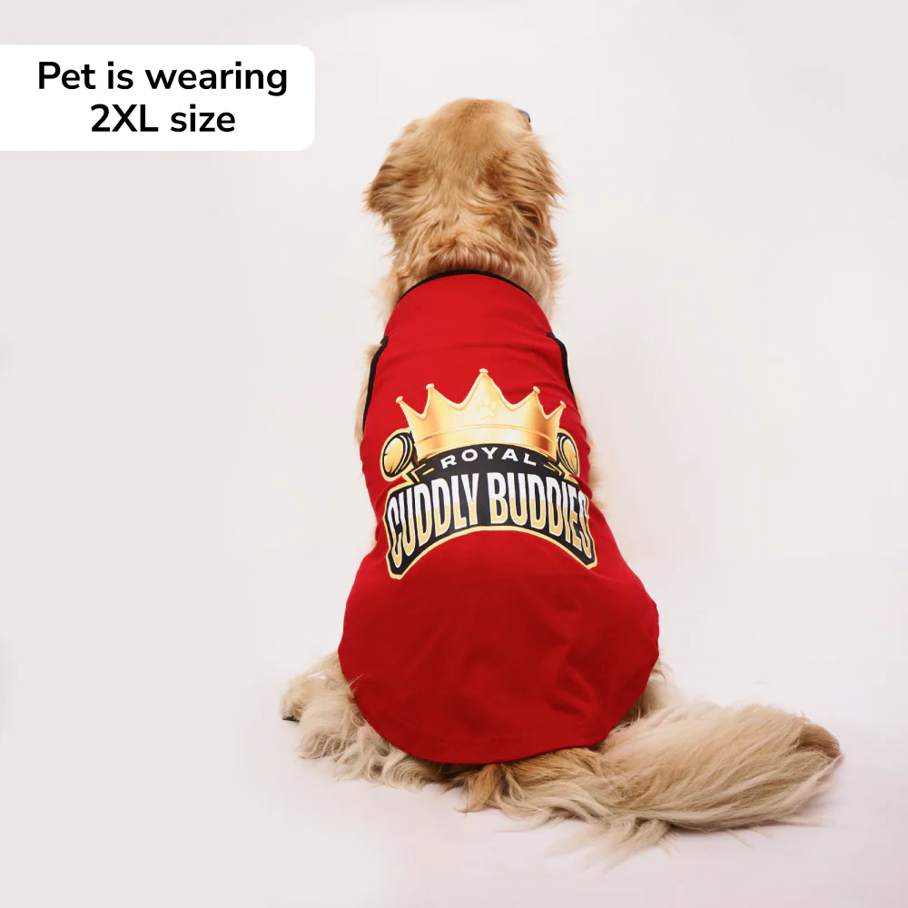 Skatrs Royal Cuddly Buddies Cricket Jersey for Dogs and Cats (Red) - Image 5