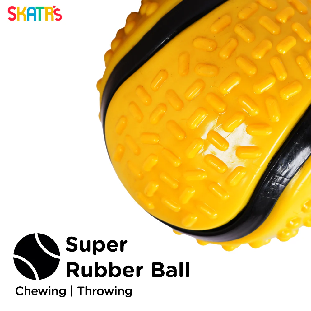 Skatrs Rubber Ball Toy for Dogs and Cat (Yellow) - Image 2