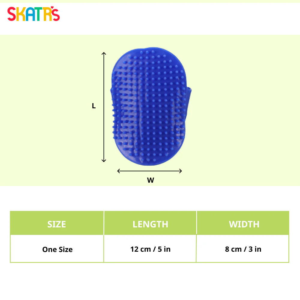 Skatrs Rubber Bristles Massage Hand Brush Comb for Dogs & Cats (Blue) - Image 2