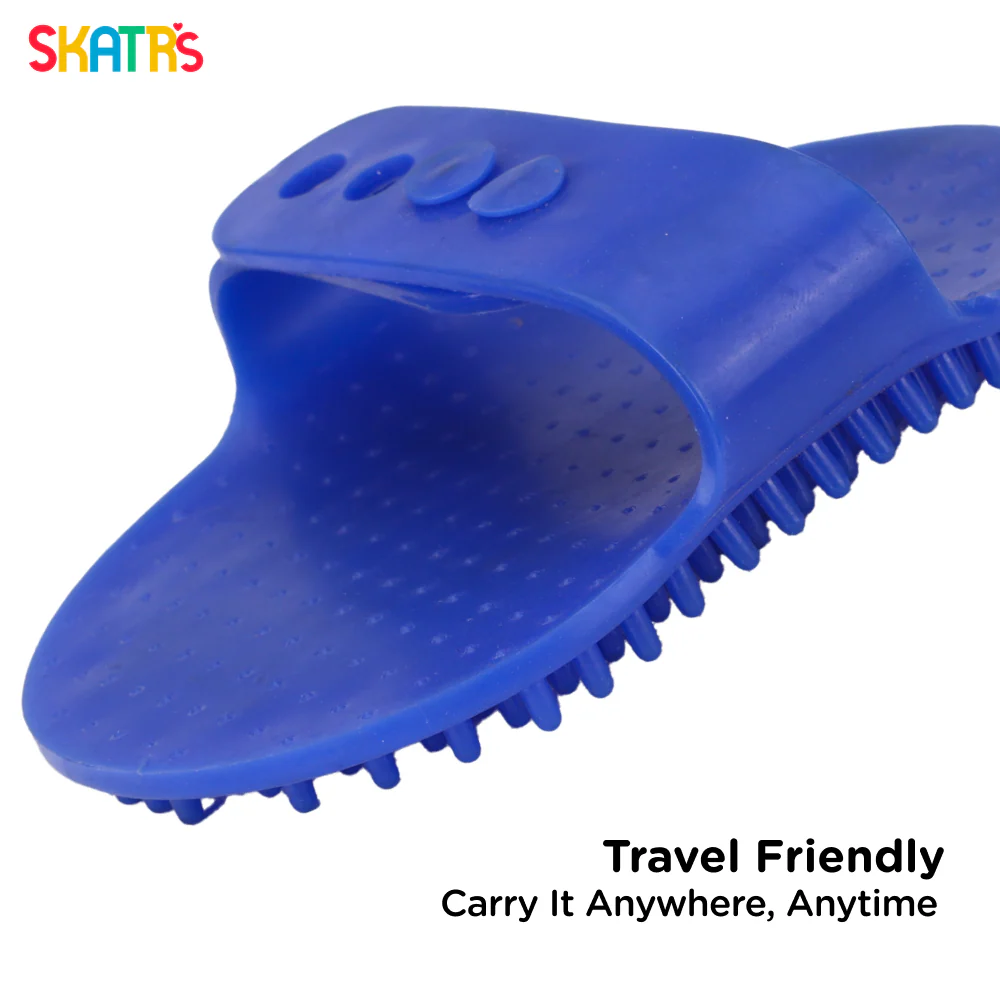 Skatrs Rubber Bristles Massage Hand Brush Comb for Dogs & Cats (Blue) - Image 4