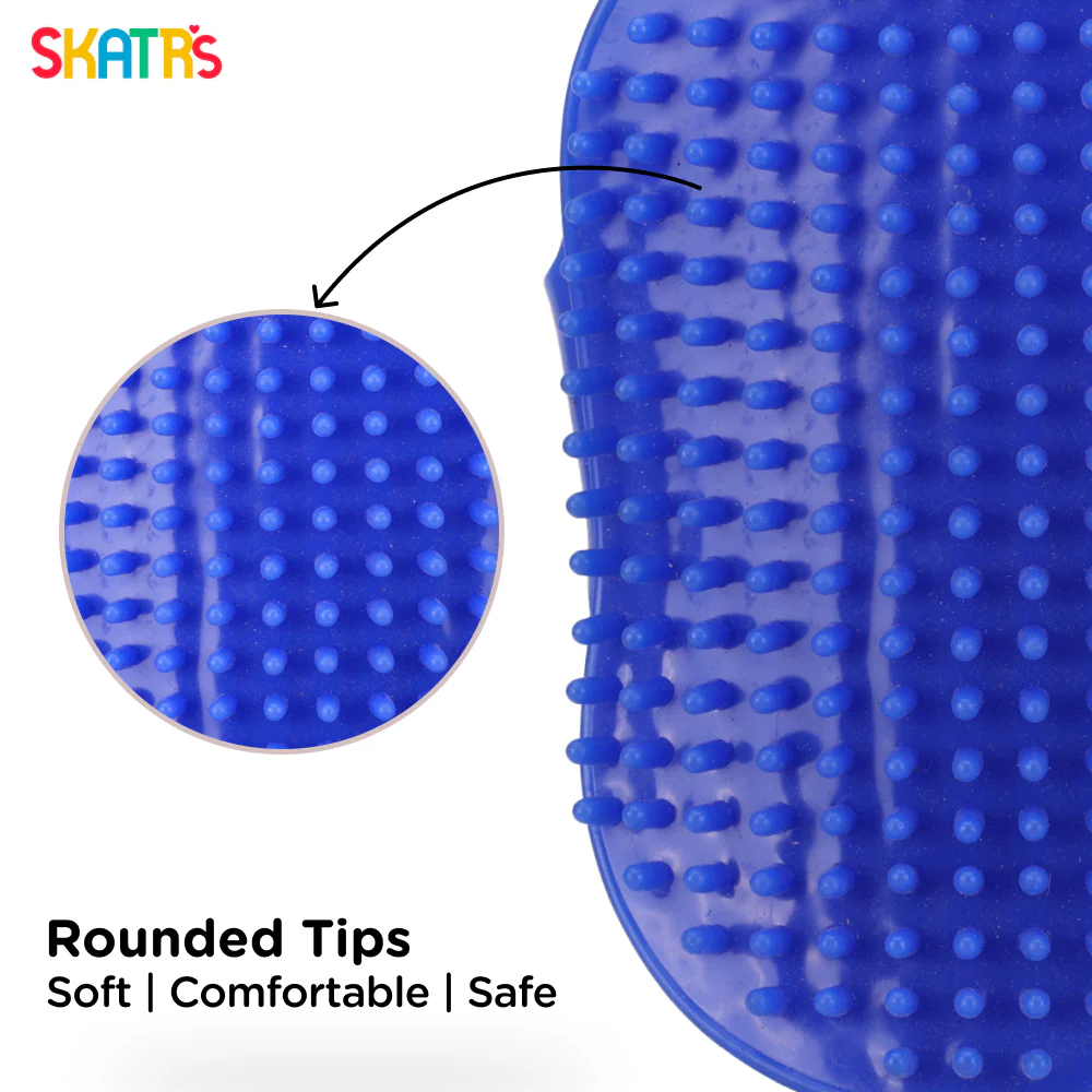 Skatrs Rubber Bristles Massage Hand Brush Comb for Dogs & Cats (Blue) - Image 5