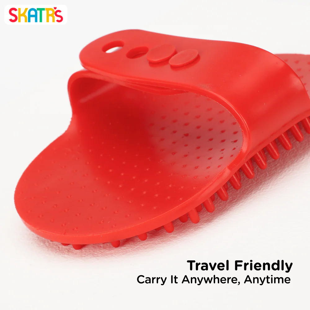 Skatrs Rubber Bristles Massage Hand Brush Comb for Dogs & Cats (Red) - Image 3