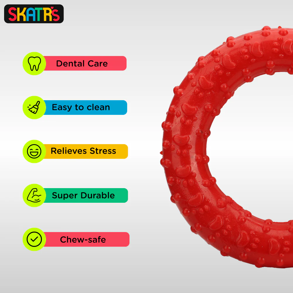 Skatrs Rubber Ring Toy for Dogs (Red) - Image 3