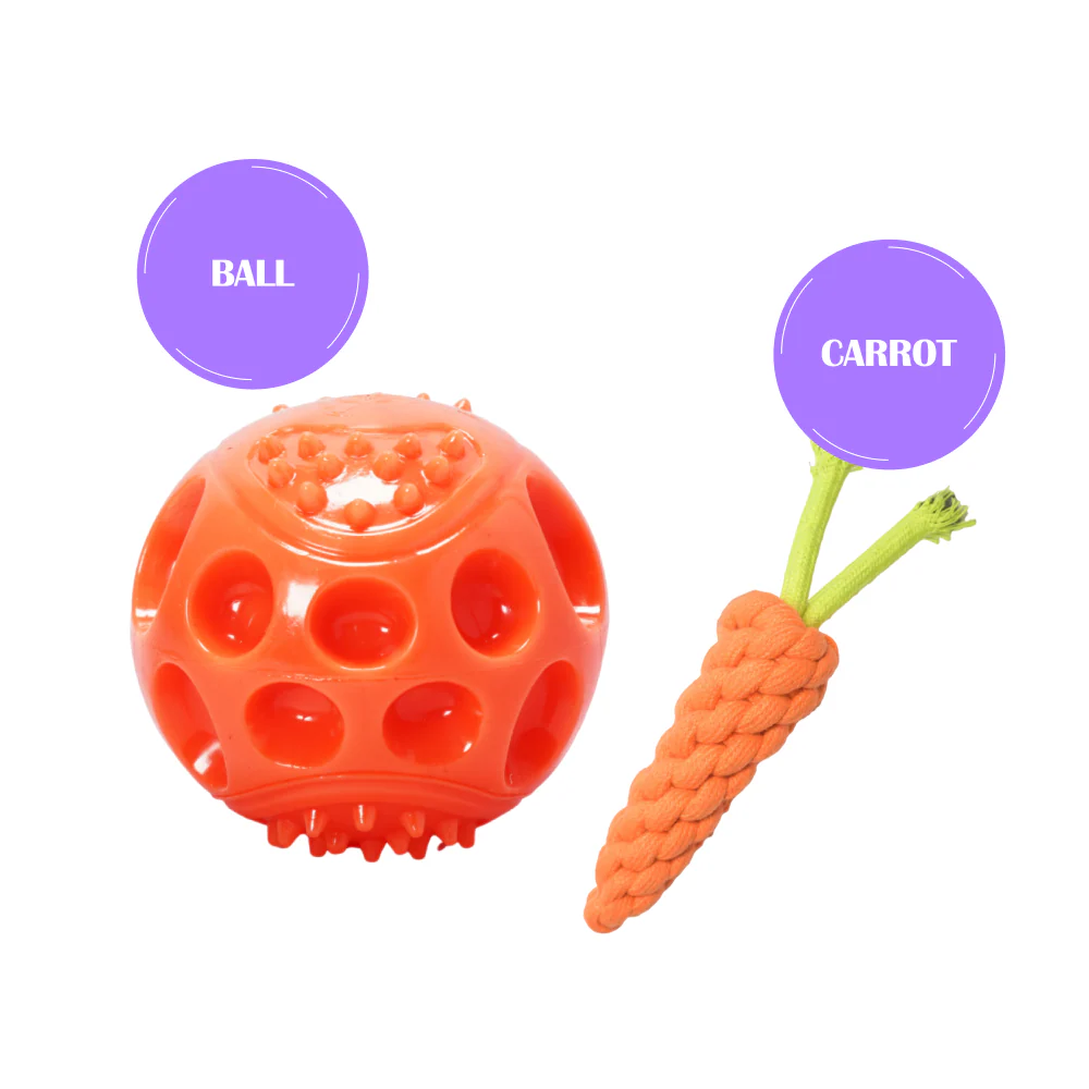 Skatrs Rubber Squeezy Ball Toy for Dogs and Cats (Orange) - Image 5