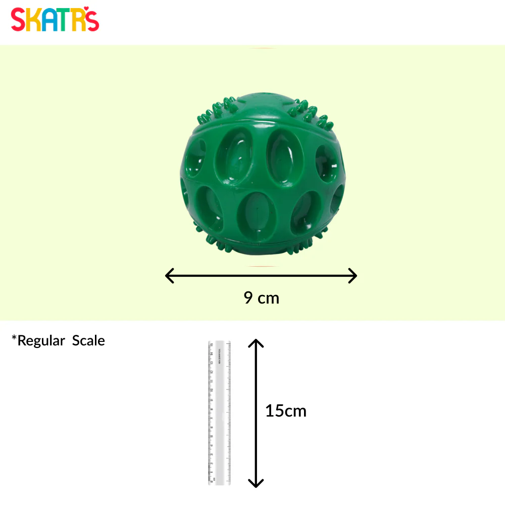 Skatrs Rubber Squeezy Ball Toy for Dogs and Cats (Green) - Image 2