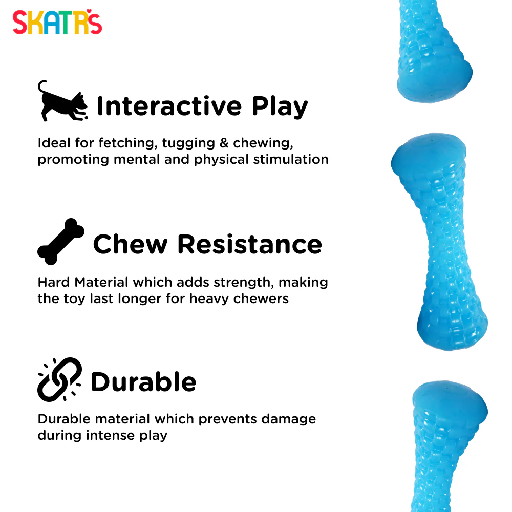 Skatrs Latex Dumbell Toy for Dogs (Blue) - Image 3