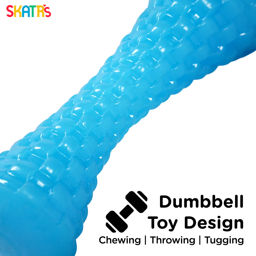 Skatrs Latex Dumbell Toy for Dogs (Blue) - Image 2