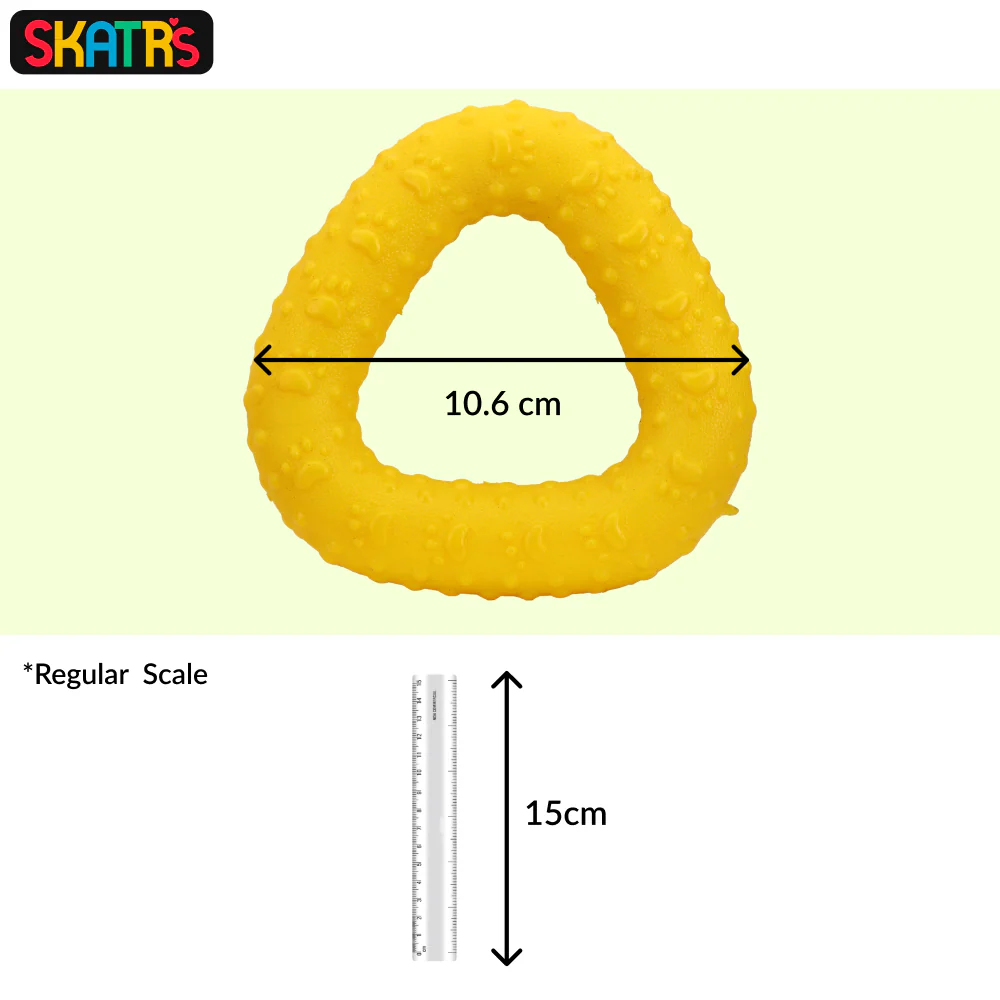 Skatrs Rubber Triangular Ring toy for Dogs and Cat  (Yellow) - Image 4