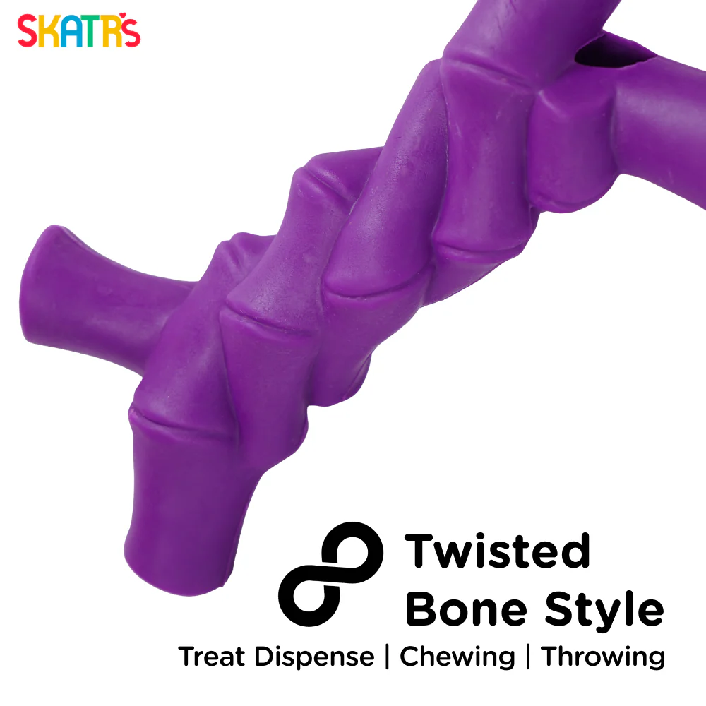 Skatrs Rubber Twisted Bone Toy for Dogs (Purple) - Image 3