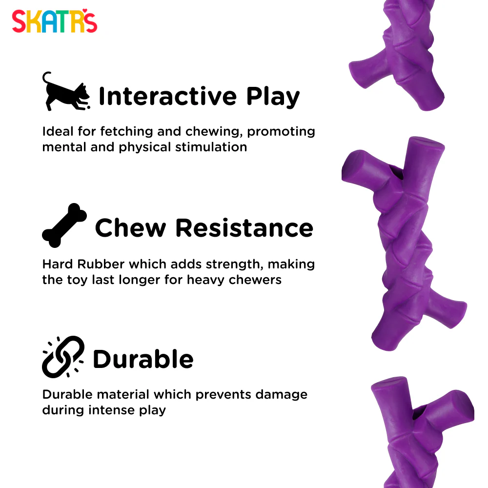 Skatrs Rubber Twisted Bone Toy for Dogs (Purple) - Image 4