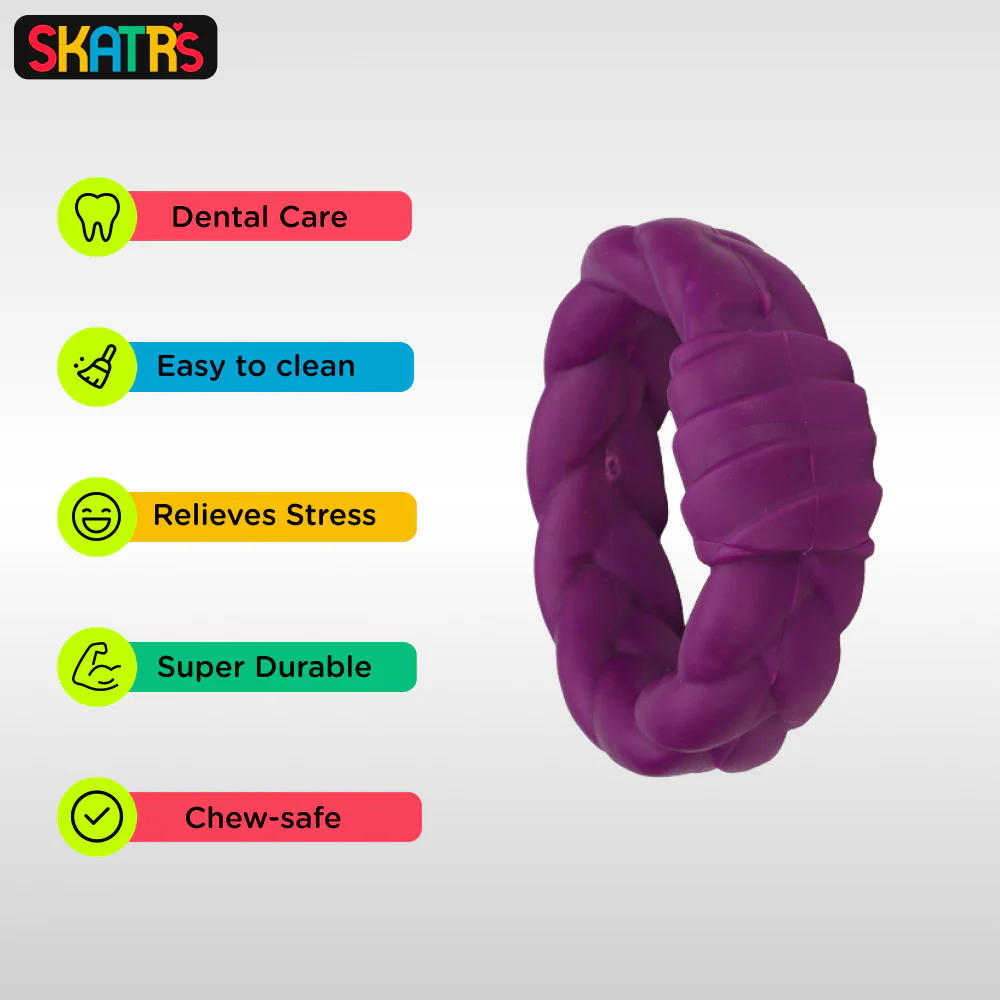 Skatrs Rubber Twisted Ring Toy for Dogs (Purple) - Image 2