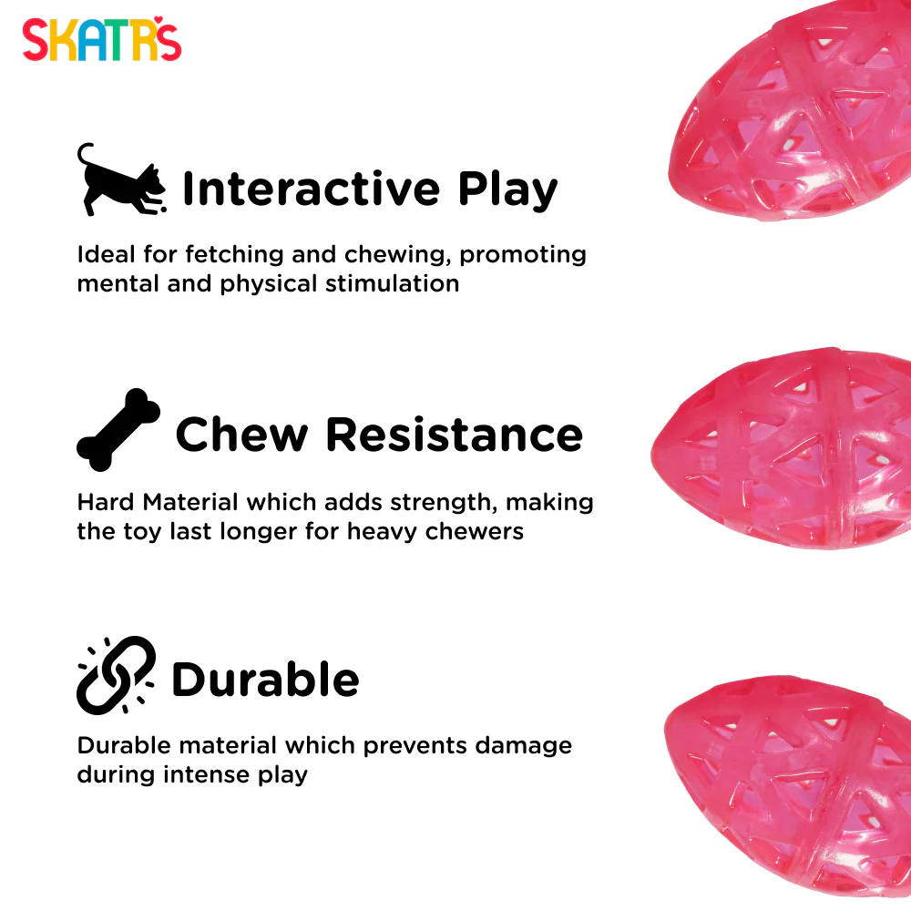 Skatrs Rugby Ball Toy for Dogs | Durable, Non-Toxic & Soft Chewing, Training & Bouncing Pet Toy - Image 2