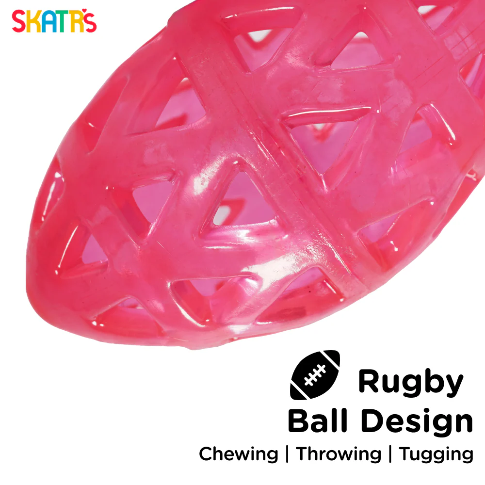 Skatrs Rugby Ball Toy for Dogs | Durable, Non-Toxic & Soft Chewing, Training & Bouncing Pet Toy - Image 3