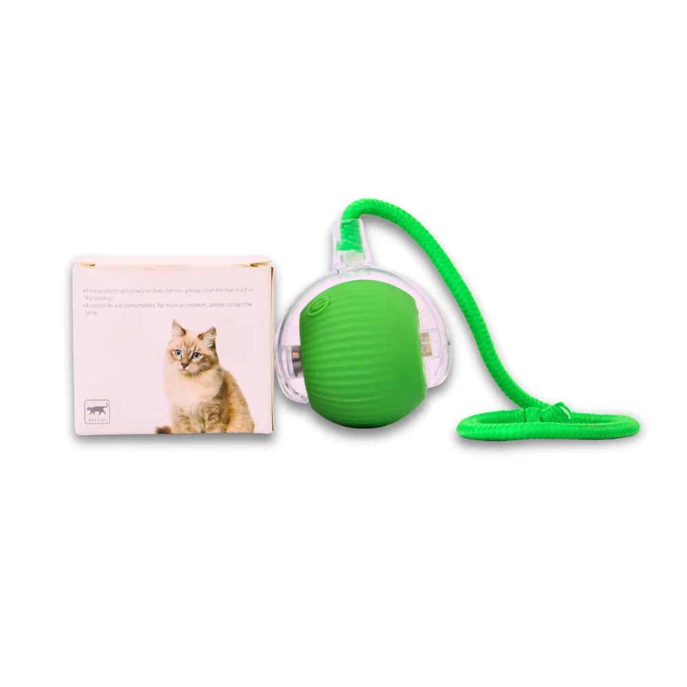 Skatrs Smart Running Ball with String Toy for Cats (Green) - Image 3