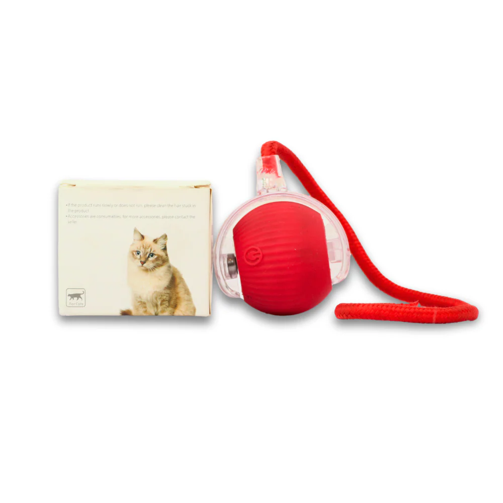 Skatrs Smart Running Ball with String Toy for Cats (Red) - Image 3
