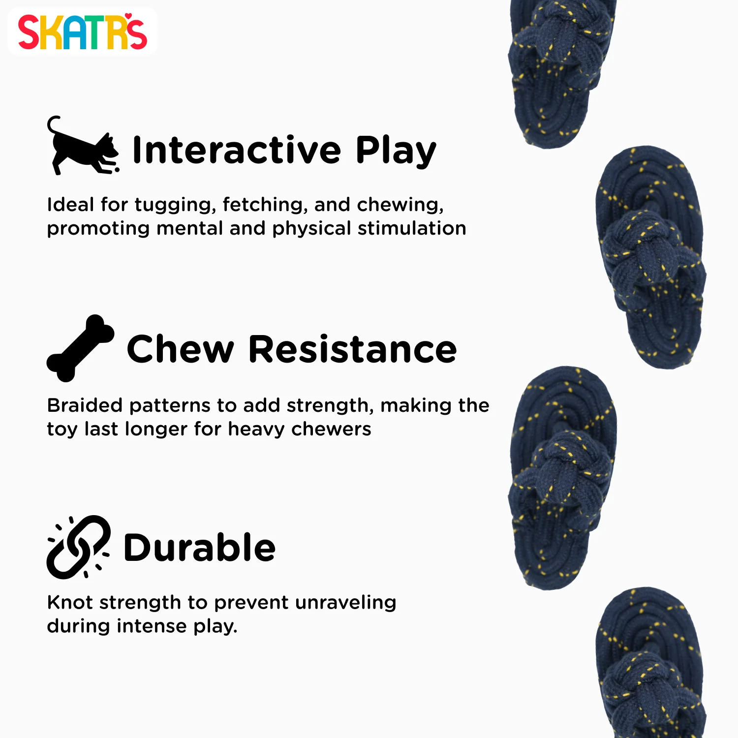 Skatrs Sandal Shaped Hand Made, Durable Rope Chew Toy for Dogs & Cats - Image 3