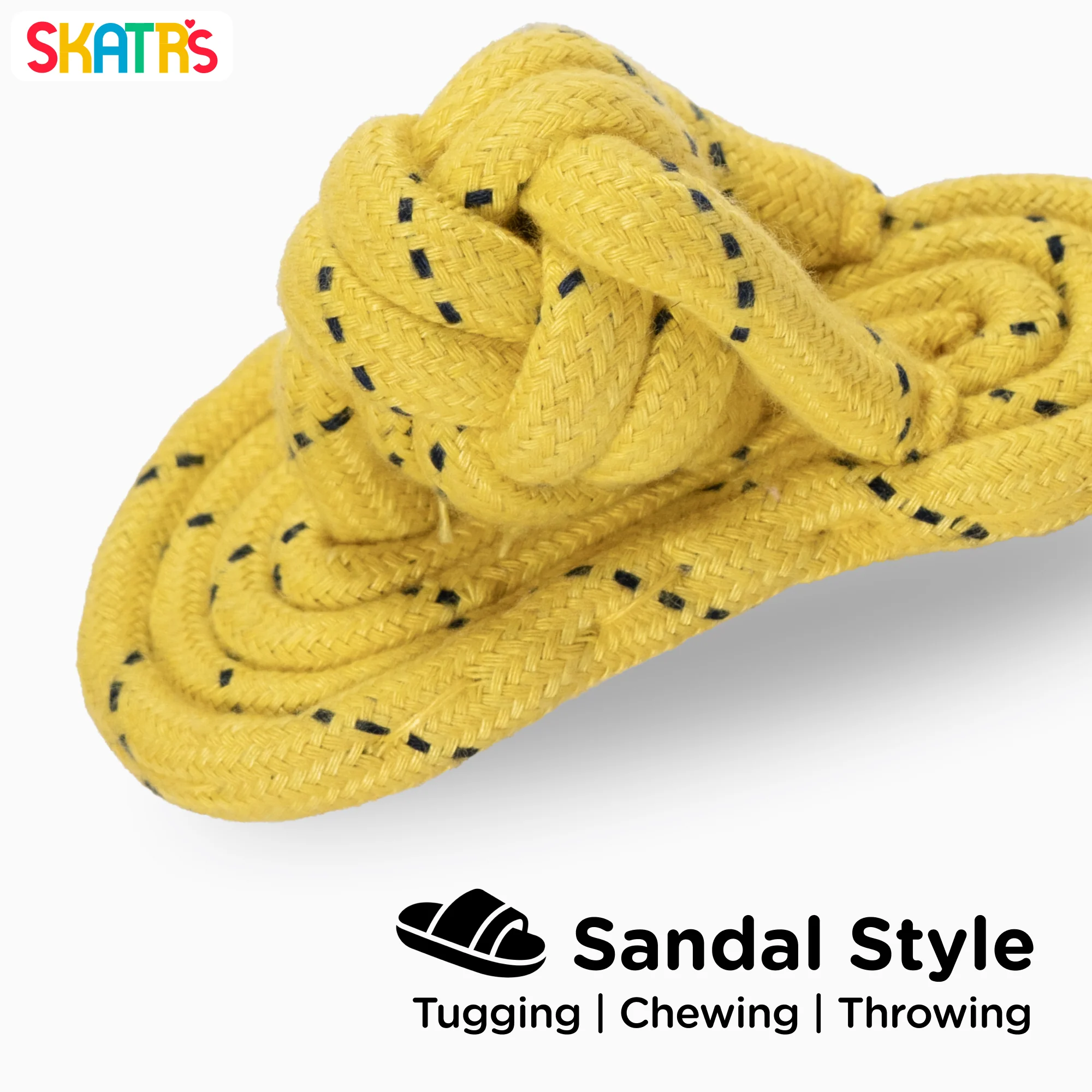 Skatrs Sandal Shaped Hand Made, Durable Rope Chew Toy for Dogs & Cats (Light Yellow) - Image 2