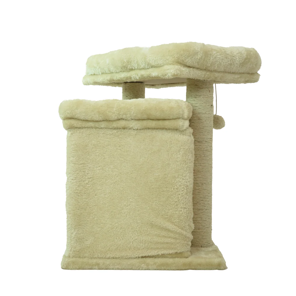 Skatrs Scratching Post Activity Tree Condo, Fur Fabric for Cats (Beige) - Image 3