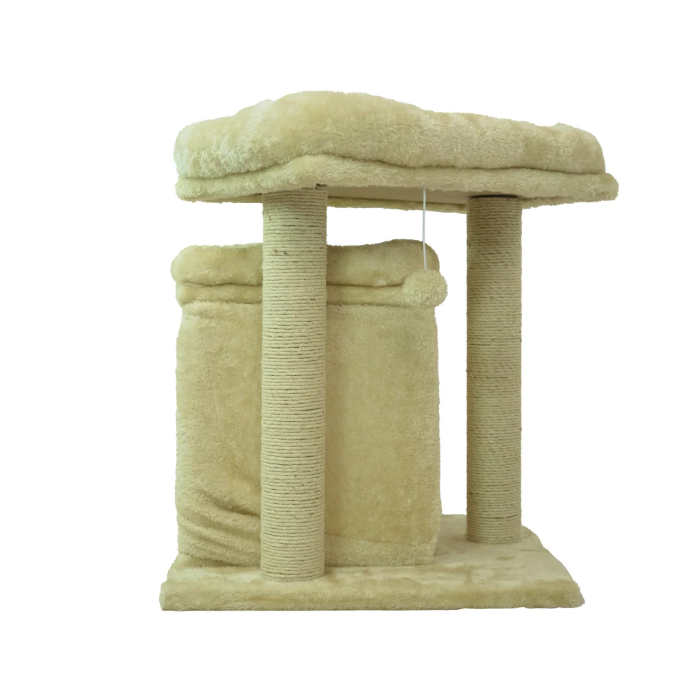 Skatrs Scratching Post Activity Tree Condo, Fur Fabric for Cats (Beige) - Image 5