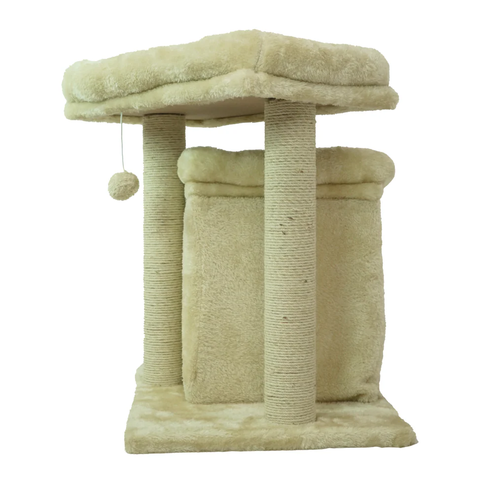 Skatrs Scratching Post Activity Tree Condo, Fur Fabric for Cats (Beige) - Image 6