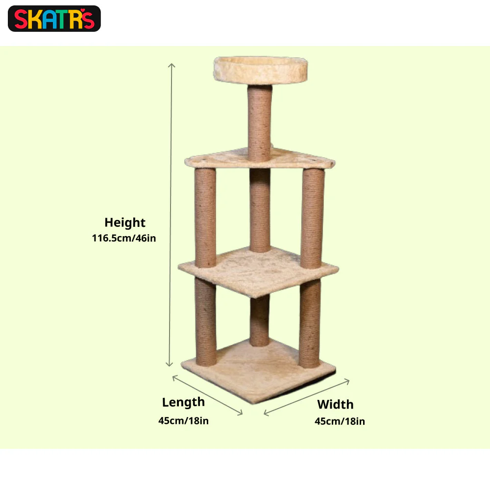 Skatrs Scratchy Wonderland Jumbo Multi Level Cat Tree with Sisal Posts Toy and Whisker Wonder Cat Scratcher with 2g Premium Catnip Combo - Image 3