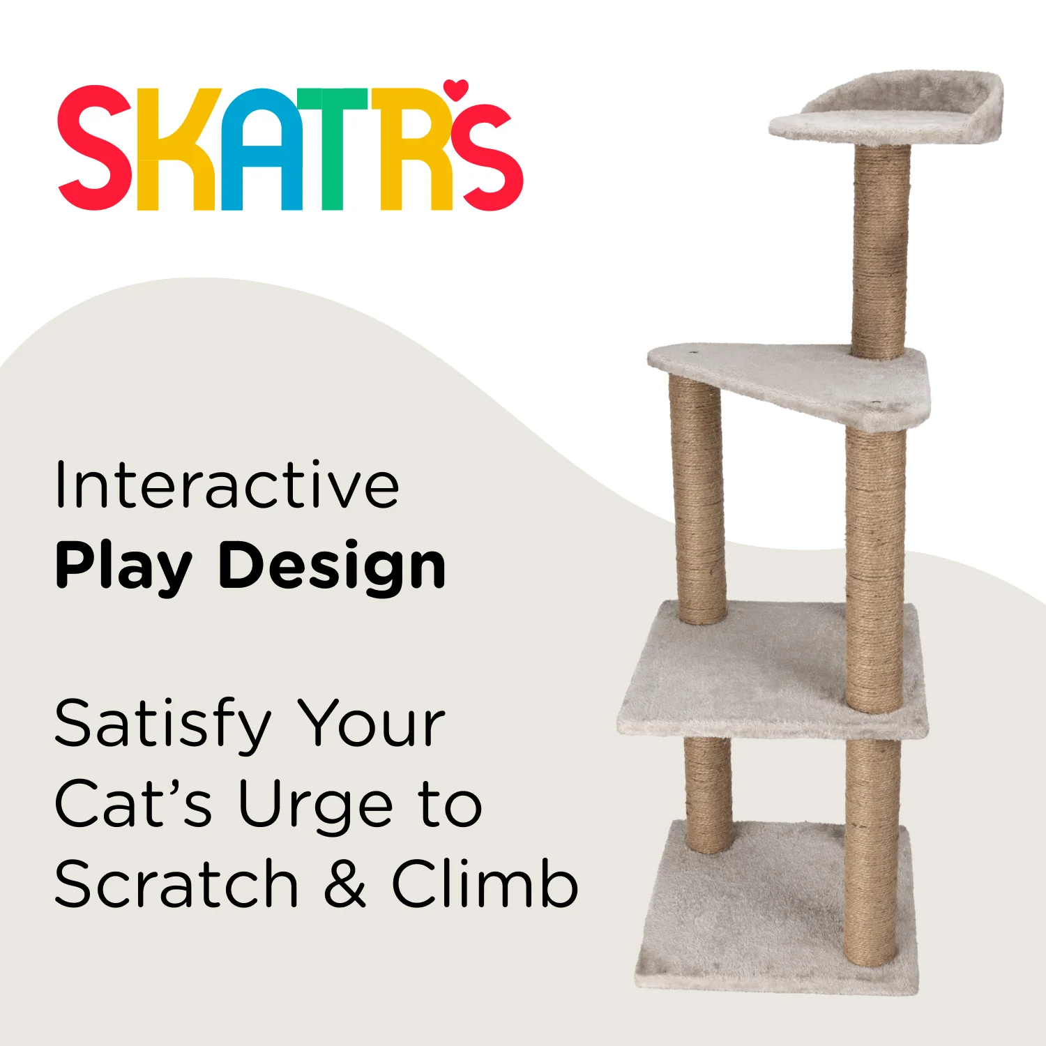 Skatrs Scratchy Wonderland Jumbo Multi Level Cat Tree with Sisal Posts Toy - Image 3