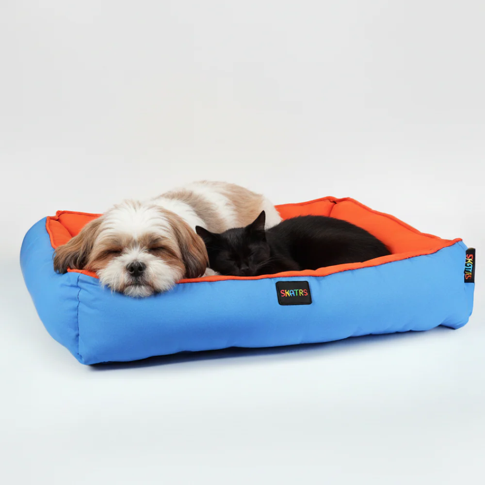 Skatrs Square Shaped Bed for Dogs & Cats (Orange & Blue) - Image 3