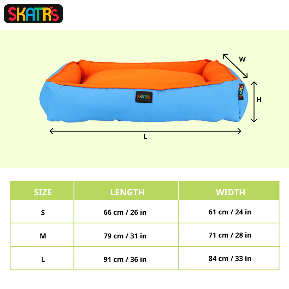 Skatrs Square Shaped Bed for Dogs & Cats (Orange & Blue) - Image 5