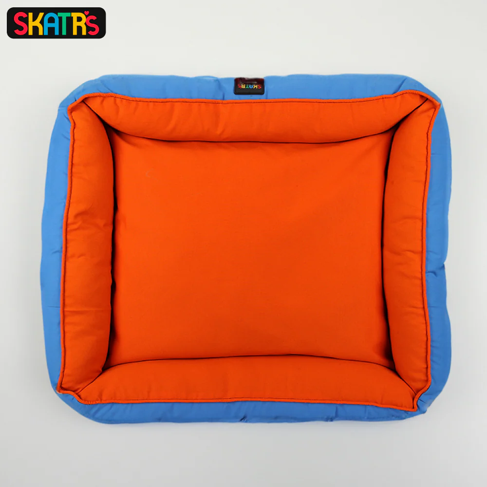 Skatrs Square Shaped Bed for Dogs & Cats (Orange & Blue) - Image 7