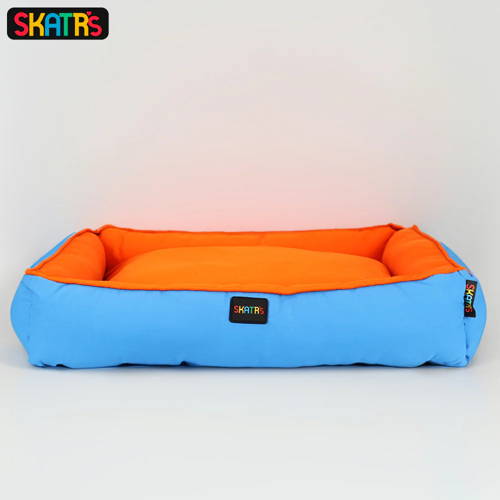 Skatrs Square Shaped Bed for Dogs & Cats (Orange & Blue) - Image 8