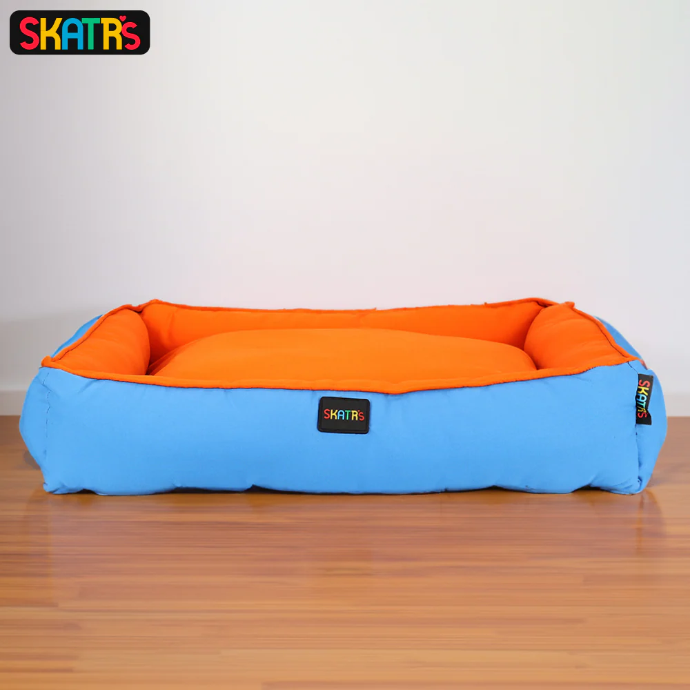 Skatrs Square Shaped Bed for Dogs & Cats (Orange & Blue) - Image 9