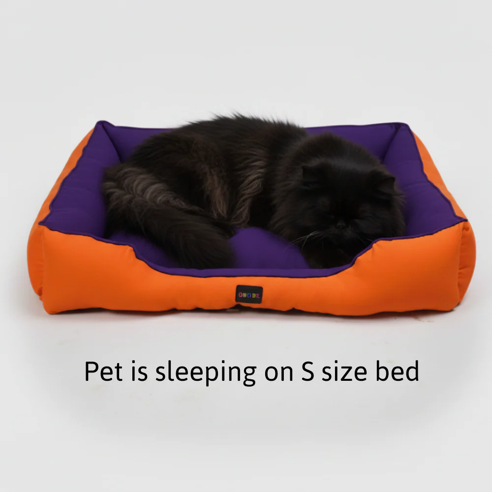 Skatrs Square Shaped Bed for Dogs & Cats (Orange/Purple) - Image 10