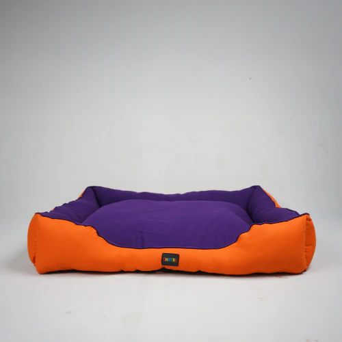 Skatrs Square Shaped Bed for Dogs & Cats (Orange/Purple) - Image 2