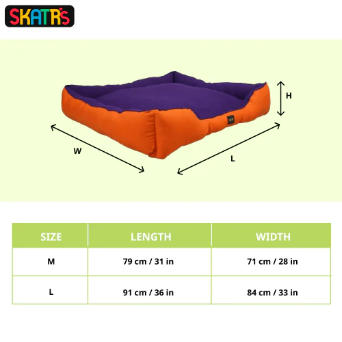 Skatrs Square Shaped Bed for Dogs & Cats (Orange/Purple) - Image 6