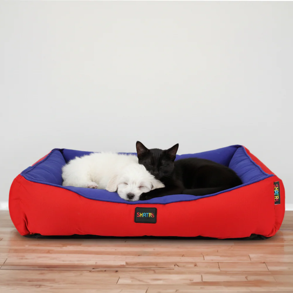 Skatrs Square Shaped Bed for Dogs & Cats (Red & Blue) - Image 3