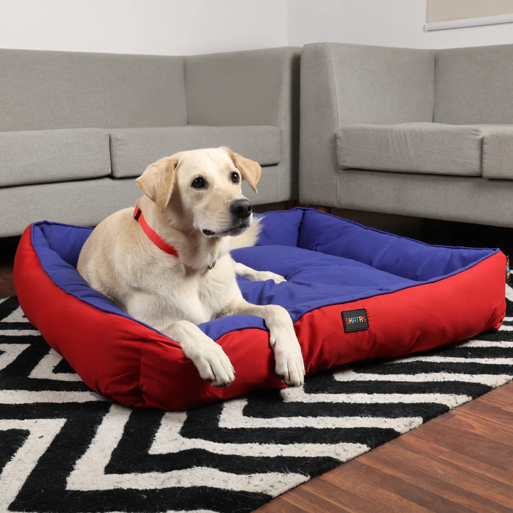 Skatrs Square Shaped Bed for Dogs & Cats (Red & Blue) - Image 4