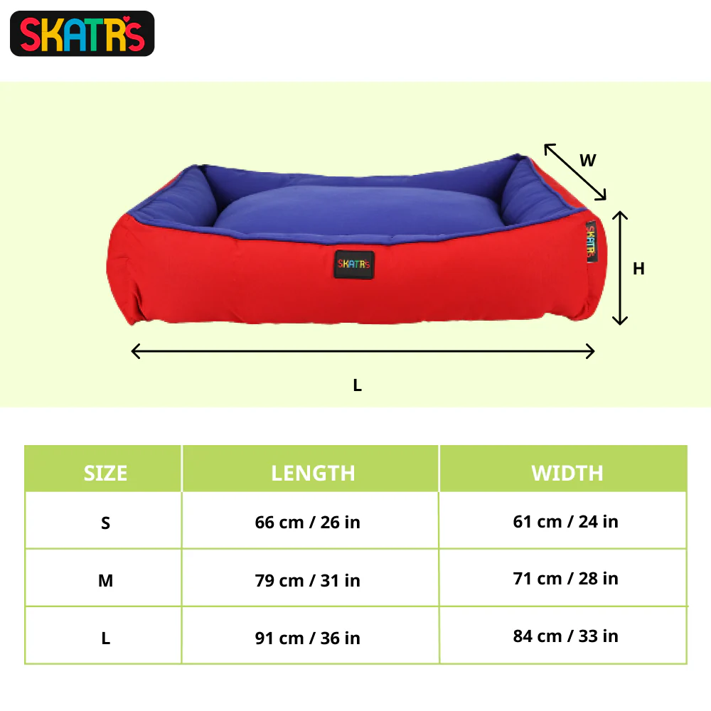 Skatrs Square Shaped Bed for Dogs & Cats (Red & Blue) - Image 6